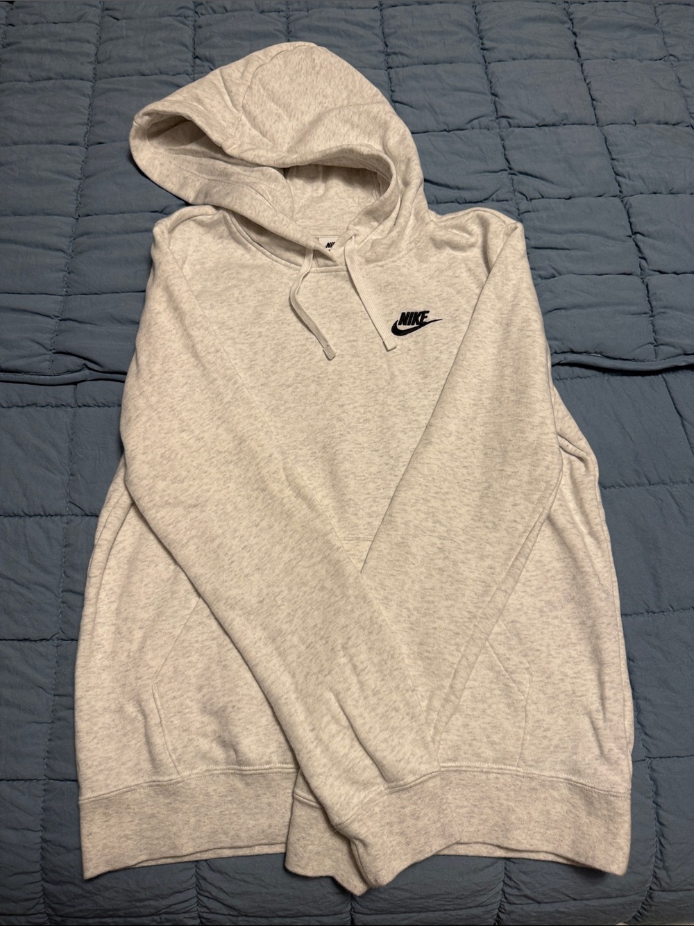 Nike Unisex Heather Light Gray Hoodie with Black Logo